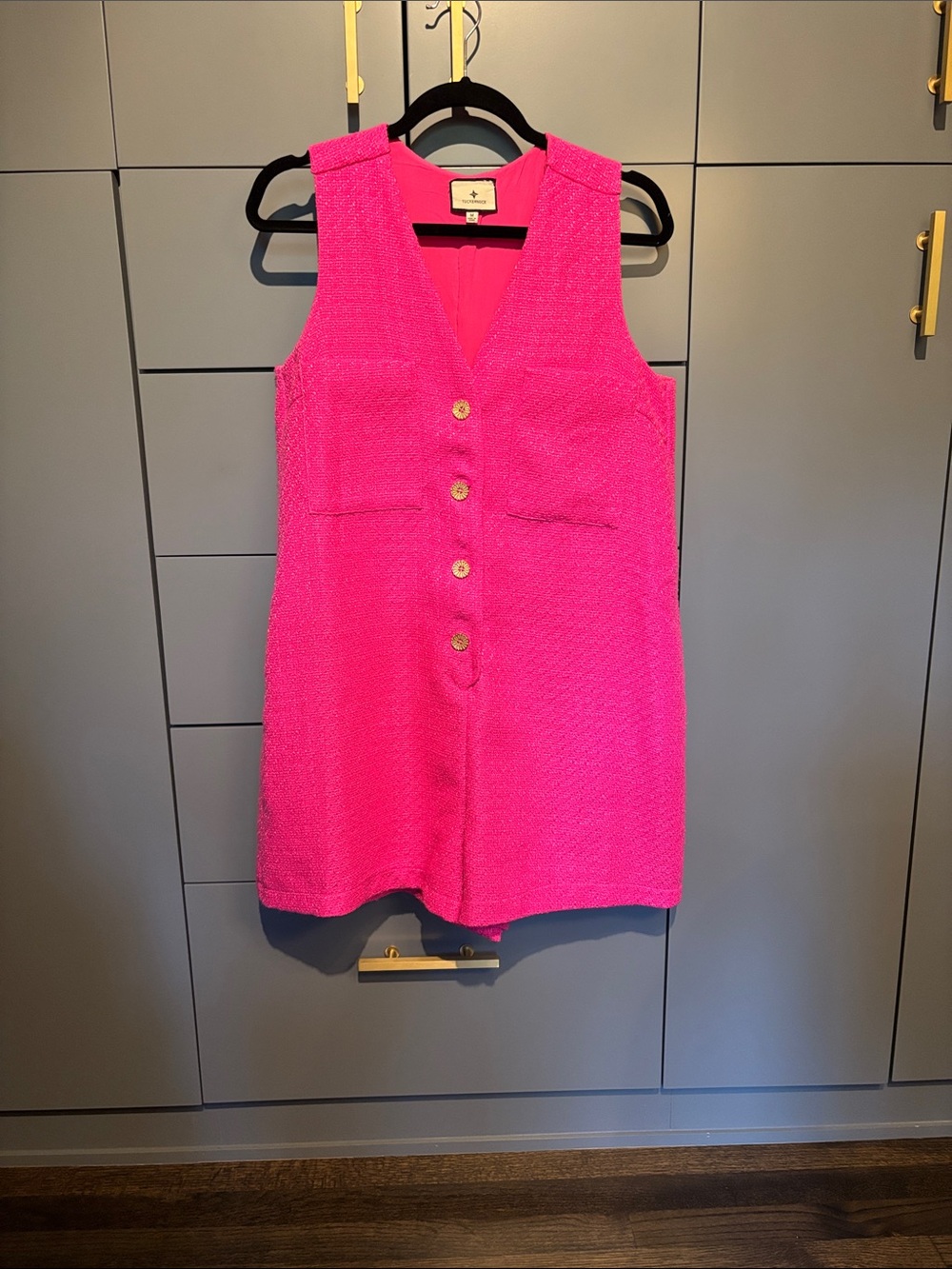 Tuckernuck Neon Pink Sleeveless Romper with Front Buttons